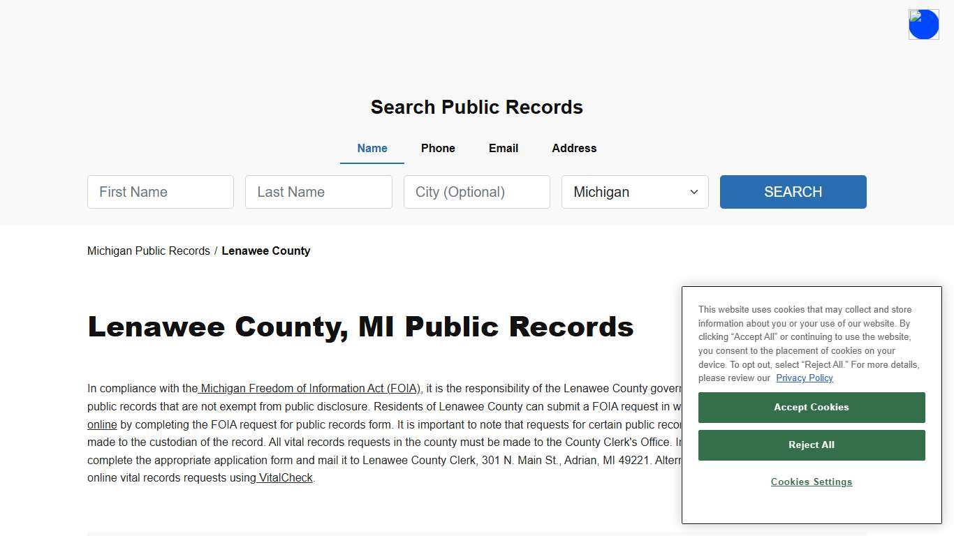 Lenawee County, MI Public Court, Arrest and Inmate Records - ThePublicIndex