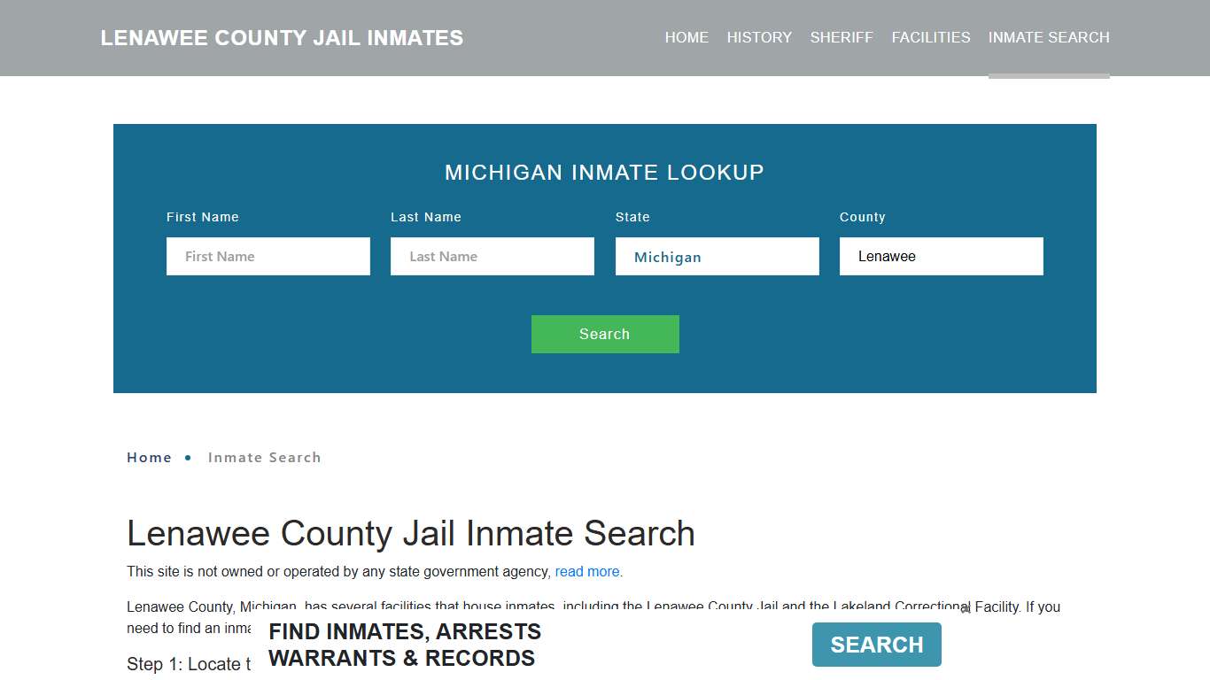 Lenawee County, MI Detainee Lookup