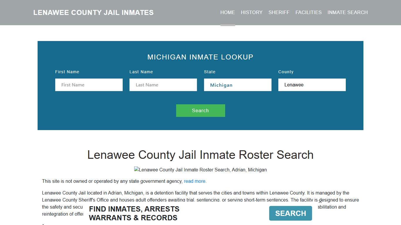 Lenawee County Jail Inmate Roster Lookup, Adrian, MI